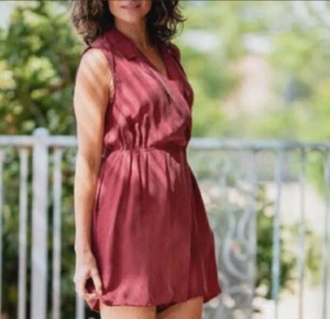 NEW Loveriche Romper Womens Size Medium Dusty Red One Piece Twist Illusion Sz M - Picture 1 of 7