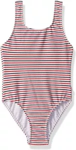 Seafolly Kids 2205 Marrakesh Sunset 80s Stripe Tank Top One Piece Size 10 - Picture 1 of 2