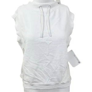 Fabletics Sirena Pullover White Open Mesh Back Sleeveless Terry Hoodie Medium - Picture 1 of 8