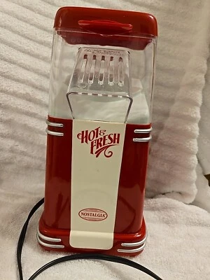 HOT & FRESH NOSTALGIA Máquina de maíz pop blanca y roja probada funciona enchufes  Foto 1 de 4