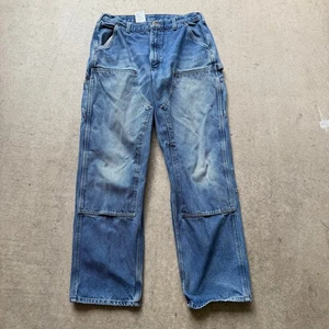 Men's Carhartt Light Double Knee Front Denim Blue Logger Work Jeans Sz 36 x 34 - Picture 1 of 8