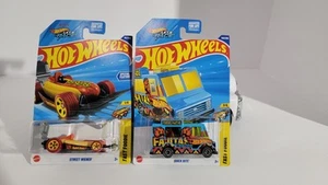 Hot Wheels Fast Foodie 1/5 y 3/5 Street Wiener picante - Quick Bite Fuego Fajita - Imagen 1 de 2