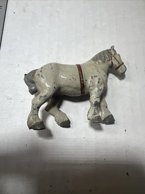 Juguete de plomo pintado vintage soldado era británica granja campo SHIRE HORSE #K887 Foto 1 de 4
