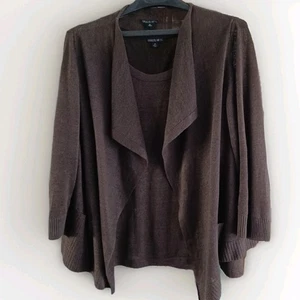 Lafayette 148 Strickjacke Pullover & ärmelloses Oberteil 100% Leinen Set XL braun makellos - Bild 1 von 17