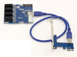 Plaque rapportée Riser convertisseur PCIe 1x vers 4 ports PCIe - Mining Bitcoin - Imagen 1 de 3