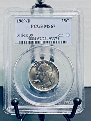 1969-D Washington Quarter PCGS MS67 Mint State 67 #21493375 - Image 1 of 2