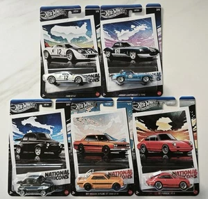 HOT WHEELS 2025 NATIONAL ICONS FULL SET OF 5 - PORSCHE, SKYLINE, FIAT, JAGUAR - Picture 1 of 11