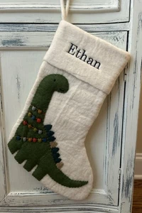 Pottery Barn Kids West Elm Kinder Dinosaurier Wollfilzstrumpf Mono "Ethan" Neu ohne Etikett - Bild 1 von 5
