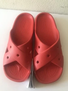 Crocs DAMEN-SANDALE KIRSCHROT KLASSISCH KREUZRIEMEN SLIDE STRAND/POOL GRÖSSE 9 NEU MIT ETIKETT - Bild 1 von 7
