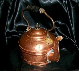 Marshall Wells Rome Copper Tea Kettle 1894-1903 Tin Lined Lid W/Steel Bail Rare - Picture 1 of 8