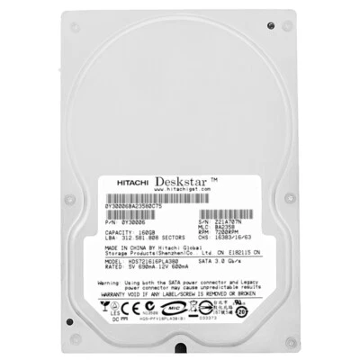 Disque Dur Hitachi 160Gb HDS721616PLA380 8Mb Cachette 7200Rpm SATA 3,5 " Pouces - Photo 1/4