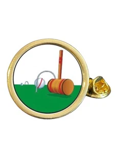 Krocket vergoldet gewölbt Anstecknadel Abzeichen in Tasche - Bild 1 von 3