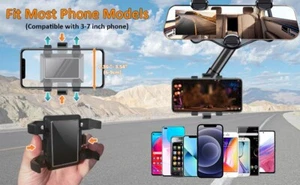 Car Phone Holder Mount Stand Rearview Mirror 360° Rotatable For Mobile Phone - Picture 1 of 6