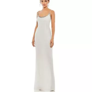 Mac Duggal Women's 93551 Size 6 White Beaded Scoop Prom Evening Dress NWT - Picture 1 of 16