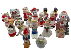Juego de 18 adornos figurativos de árbol de Navidad de cerámica vintage de 2-3" hechos en Taiwán - Imagen 1 de 19