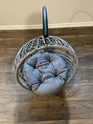 Silla de cama oscilante de mimbre para mascotas de ratán para hamaca colgante de gato o perro pequeño Foto 1 de 4