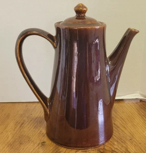 Cafetera de cerámica de gres marrón vintage EE. UU. decoración PRIM 9 1/2" X 9" - Imagen 1 de 7
