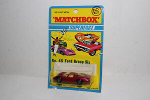 MATCHBOX SUPERFAST #45 FORD GROUP 6, MAGENTA, EYES LABELS ON HOOD, NEW IN PACK
