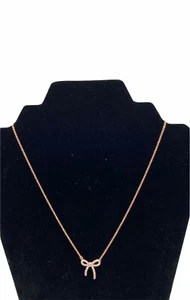 Ruella Bedazzled Ribbon Charm Necklace Rose Gold - Picture 1 of 10