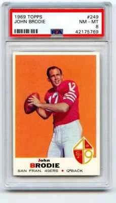 1969 年 Topps #249 John Brodie PSA 8 NM-MT 旧金山 49 人队始终免费送货 — 第 1/2 张图片