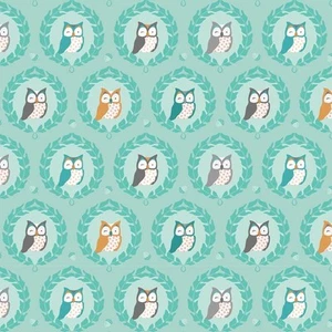 les amis dusk Sweet Owls Aqua Stoff - Bild 1 von 1