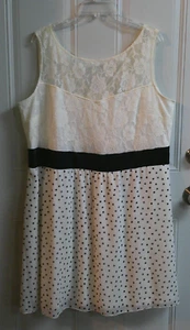 Women's Size 20 Off White and Black Polka Dot Dress by Trixxi - Picture 1 of 5