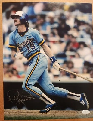 Robin Yount Milwaukee Brewers HOF Autographed 11x14 JSA - Image 1 of 2