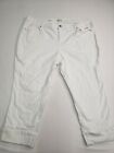 Style&Co Womens Solid White Capri Mid Rise Jeans Size 24W Rolled Cuffs Pockets