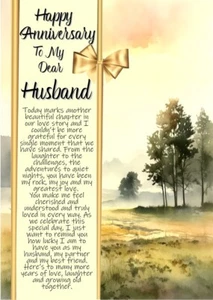 NEW DESIGN Happy Anniversary To My Dear Husband A5 Card Love Wedding Anniversary - Picture 1 of 2