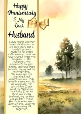 PICKTURE-THIS NEW DESIGN Happy Anniversary To My Dear Husband A5 Card Love Wedding Anniversary