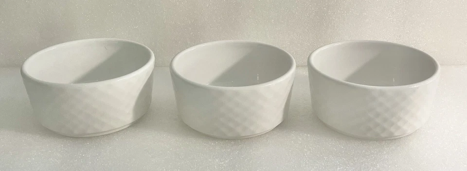 White Serving Bowls Ramekins Dips Sauces Dressing Condiment Server Set Of 3 - Image 1 of 4