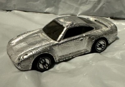 1987 Hot Wheels Gleam Team PORSCHE 959 Chrome Silver Textured Car Malaysia - Image 1 of 4