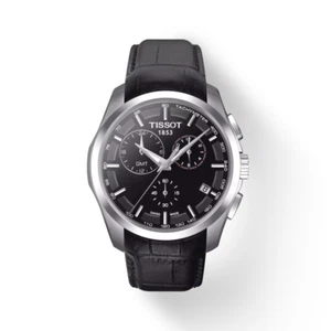 Tissot Couturier GMT Black Dial Black Leather Strap Watch T035.439.16.051.00 - Picture 1 of 3