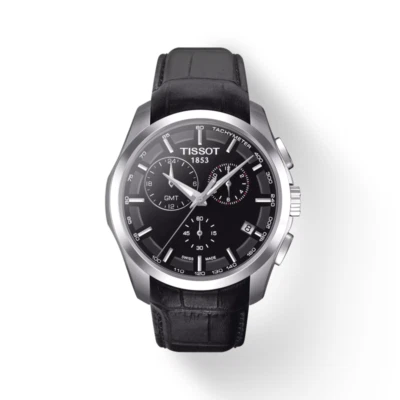 Tissot Couturier GMT Black Dial Black Leather Strap Watch T035.439.16.051.00 - Image 1 of 3