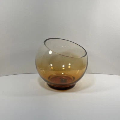 Mikasa Monochrome Amber Glass Globe Vase Round Ball Shaped Angled Opening 6” - image 1 of 4