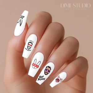 Bad Bunny Benny Benito Nail Decals Clear Water Transfer Overlay MC-1006 - Picture 1 of 5