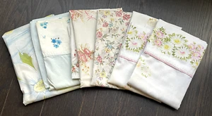LOT OF 7 1970's Vintage Floral Pillowcases-Cannon,Morgan Jones 1 Pr + 4 Singles - Picture 1 of 8