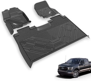 Alfombrillas 3W para Ford F150 SuperCrew Cab 2015-2025 ajuste personalizado revestimiento negro - Imagen 1 de 9