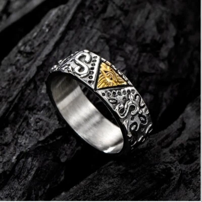Anillo De Colección Ojo de Horus Para Hombres Acero Inoxidable Hip Hop Punk Motociclista Anillo para Hombres Foto 1 de 4