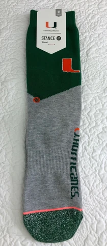 University Of Miami Stance Ladies Socks Hurricanes Green Grey Size 8-10.5 M Cover