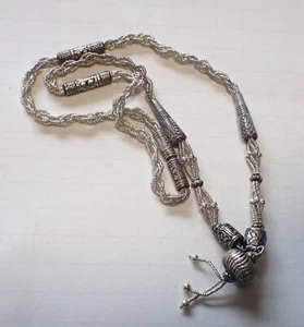 Thai Tribal Perlen Halskette handgefertigt massiv Sterling Vintage 1990er - Bild 1 von 6