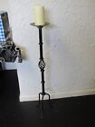 Vintage Handmade Wrought Iron Style Floor Stand Candle Holders 91cms