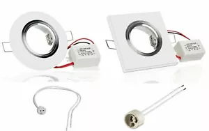 Kristalleinbaustrahler weiß matt mit 3W LED ring in Rund oder Viereck GU10/MR16 - Bild 1 von 5