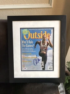 Olympic Gold Medalist Carl Lewis Autographed Outside Magazine Framed. PSA COA - Picture 1 of 7