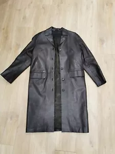 Abrigo de cuero marrón largo completo vintage Prada unisex talla 42 - Imagen 1 de 22