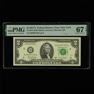 2017AFederal Reserve Note New York 2Dollars Fr#1941-B PMG 67EPQ SuperbGem UNC 03 - Picture 1 of 4