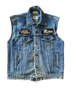 Vintage 70s ZZ Top Rock & Roll Denim Vest Jacket Size S/M USA Made Cowden RARE - Picture 1 of 17