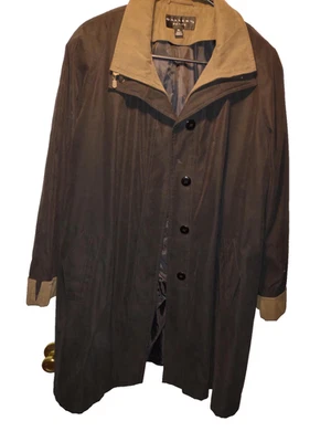 Abrigo de microfibra Gallery Petite talla PL negro y tostado botón delantero usado en excelente estado Galería H36 Foto 1 de 4