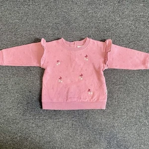 Sprout Baby Girl Purple Embroidered Cherry Frill Jumper Size 1 - Picture 1 of 2