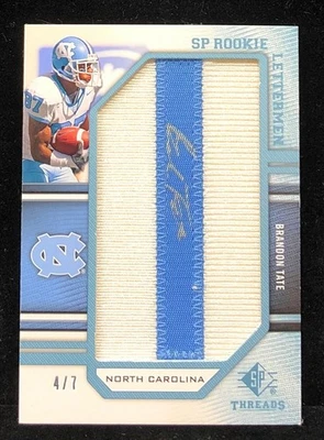 2009 Brandon Tate SP Threads RC Rookier Lettermen Letter "I" Patch Auto 4/7 - Image 1 of 2